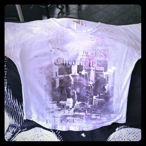 Newspaper paint splatter tee